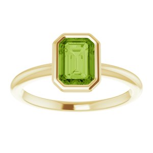10K Yellow Gold 7x5 mm Natural Peridot Bezel-Set Ring