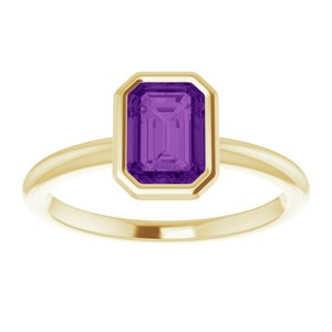 10K Yellow Gold 7x5 mm Natural Amethyst Bezel-Set Ring