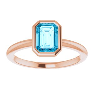 14K Rose Gold 7x5 mm Natural Aquamarine Bezel-Set Ring