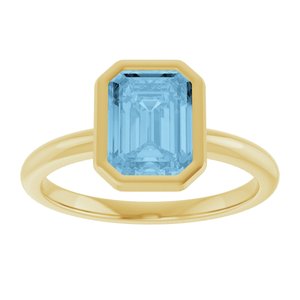 10K Yellow Gold 8x6 mm Natural Sky Blue Topaz Bezel-Set Ring