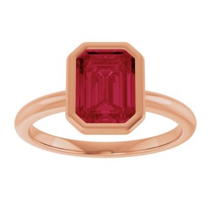 14K Rose Gold 8x6 mm Lab-Grown Ruby Bezel-Set Ring