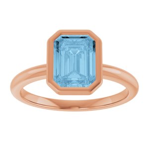14K Rose Gold 8x6 mm Natural Sky Blue Topaz Bezel-Set Ring