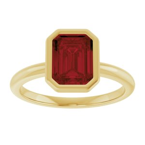 10K Yellow Gold 8x6 mm Natural Mozambique Garnet Bezel-Set Ring