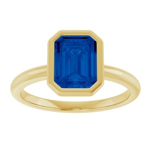 14K Yellow Gold 8x6 mm Lab-Grown Blue Sapphire Bezel-Set Ring