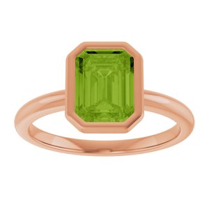 14K Rose Gold 8x6 mm Natural Peridot Bezel-Set Ring