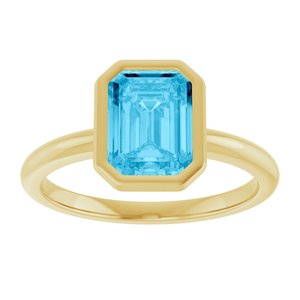 14K Yellow Gold 8x6 mm Natural Aquamarine Bezel-Set Ring