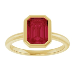 10K Yellow Gold 8x6 mm Lab-Grown Ruby Bezel-Set Ring