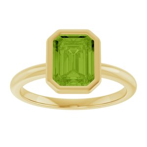 10K Yellow Gold 8x6 mm Natural Peridot Bezel-Set Ring
