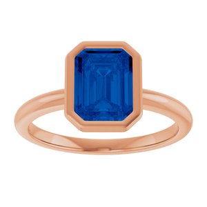 14K Rose Gold 8x6 mm Lab-Grown Blue Sapphire Bezel-Set Ring