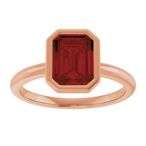 14K Rose Gold 8x6 mm Natural Mozambique Garnet Bezel-Set Ring