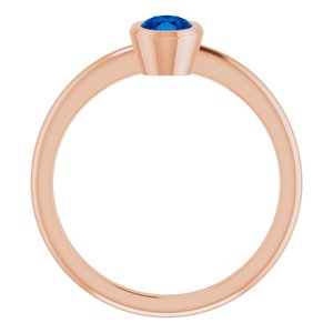 14K Rose Gold 6x4 mm Lab-Grown Blue Sapphire Bezel-Set Ring