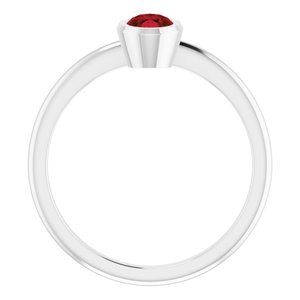 14K White Gold 6x4 mm Natural Mozambique Garnet Bezel-Set Ring