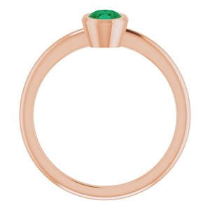 14K Rose Gold 6x4 mm Lab-Grown Emerald Bezel-Set Ring
