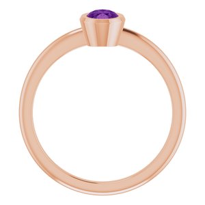 14K Rose Gold 6x4 mm Natural Amethyst Bezel-Set Ring