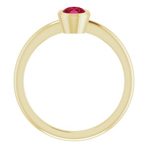 14K Yellow Gold 6x4 mm Lab-Grown Ruby Bezel-Set Ring