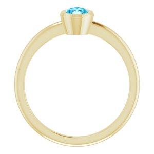 14K Yellow Gold 6x4 mm Natural Aquamarine Bezel-Set Ring