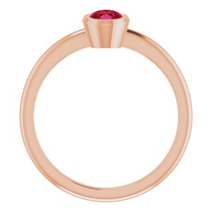 14K Rose Gold 6x4 mm Lab-Grown Ruby Bezel-Set Ring