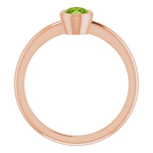 14K Rose Gold 6x4 mm Natural Peridot Bezel-Set Ring