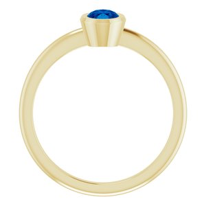 14K Yellow Gold 6x4 mm Lab-Grown Blue Sapphire Bezel-Set Ring