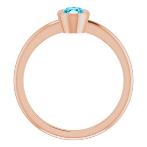 14K Rose Gold 6x4 mm Natural Aquamarine Bezel-Set Ring