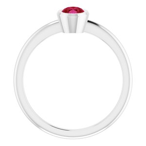 Platinum 6x4 mm Lab-Grown Ruby Bezel-Set Ring