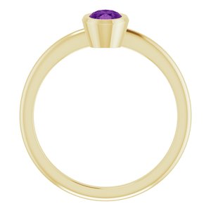 10K Yellow Gold 6x4 mm Natural Amethyst Bezel-Set Ring