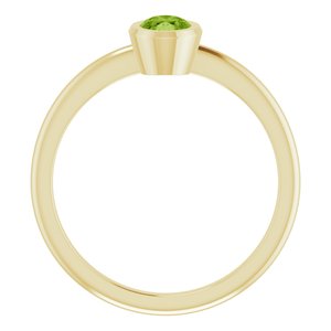 10K Yellow Gold 6x4 mm Natural Peridot Bezel-Set Ring