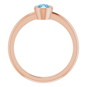 14K Rose Gold 6x4 mm Natural Sky Blue Topaz Bezel-Set Ring