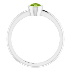 14K White Gold 6x4 mm Natural Peridot Bezel-Set Ring