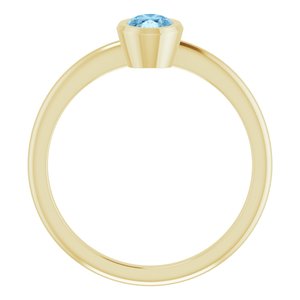 10K Yellow Gold 6x4 mm Natural Sky Blue Topaz Bezel-Set Ring