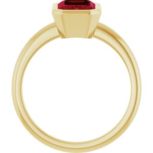10K Yellow Gold 8x6 mm Lab-Grown Ruby Bezel-Set Ring