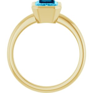 10K Yellow Gold 8x6 mm Natural Aquamarine Bezel-Set Ring