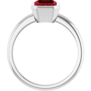 14K White Gold 8x6 mm Lab-Grown Ruby Bezel-Set Ring