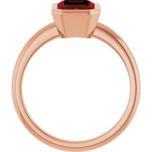14K Rose Gold 8x6 mm Natural Mozambique Garnet Bezel-Set Ring