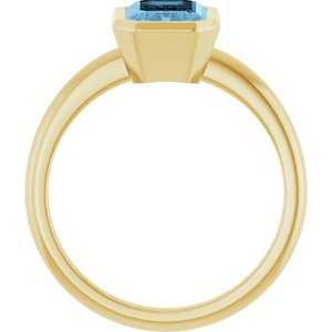 10K Yellow Gold 8x6 mm Natural Sky Blue Topaz Bezel-Set Ring