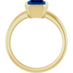 10K Yellow Gold 8x6 mm Lab-Grown Blue Sapphire Bezel-Set Ring