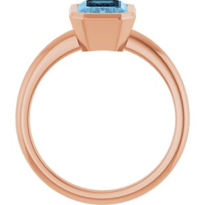 14K Rose Gold 8x6 mm Natural Sky Blue Topaz Bezel-Set Ring