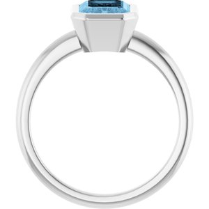 Platinum 8x6 mm Natural Sky Blue Topaz Bezel-Set Ring