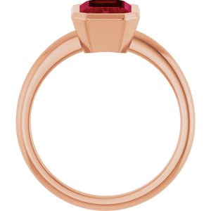 14K Rose Gold 8x6 mm Lab-Grown Ruby Bezel-Set Ring