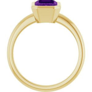10K Yellow Gold 8x6 mm Natural Amethyst Bezel-Set Ring
