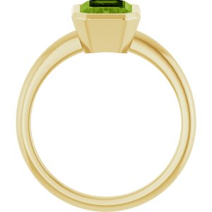 14K Yellow Gold 8x6 mm Natural Peridot Bezel-Set Ring
