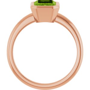 14K Rose Gold 8x6 mm Natural Peridot Bezel-Set Ring