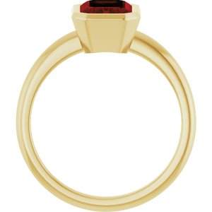10K Yellow Gold 8x6 mm Natural Mozambique Garnet Bezel-Set Ring