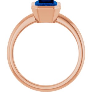 14K Rose Gold 8x6 mm Lab-Grown Blue Sapphire Bezel-Set Ring
