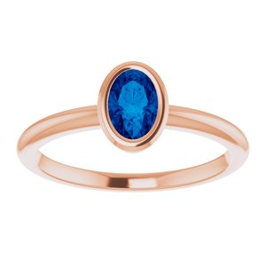 14K Rose Gold 6x4 mm Lab-Grown Blue Sapphire Bezel-Set Ring
