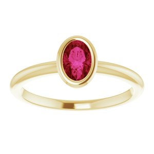14K Yellow Gold 6x4 mm Lab-Grown Ruby Bezel-Set Ring