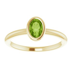 14K Yellow Gold 6x4 mm Natural Peridot Bezel-Set Ring