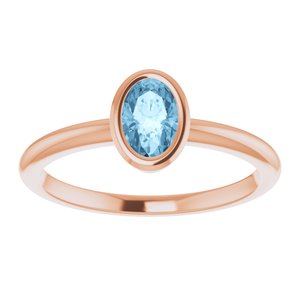 14K Rose Gold 6x4 mm Natural Sky Blue Topaz Bezel-Set Ring