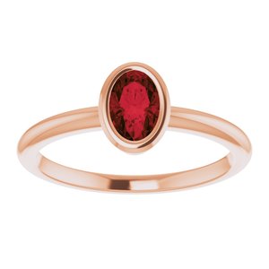 14K Rose Gold 6x4 mm Natural Mozambique Garnet Bezel-Set Ring