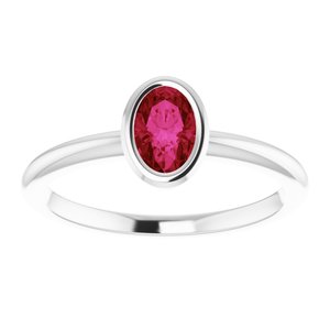 10K White Gold 6x4 mm Lab-Grown Ruby Bezel-Set Ring